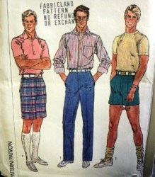 7671 86 MALE FIT PANTS LENGTHS, SHORTS PATTERN 30'',36'' WST